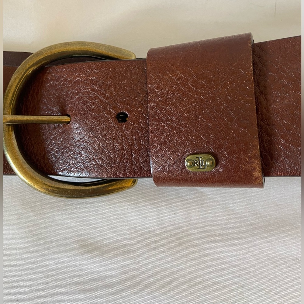 Lauren Ralph Lauren Cognac Brown Leather Belt Vintage - Picture 2 of 8